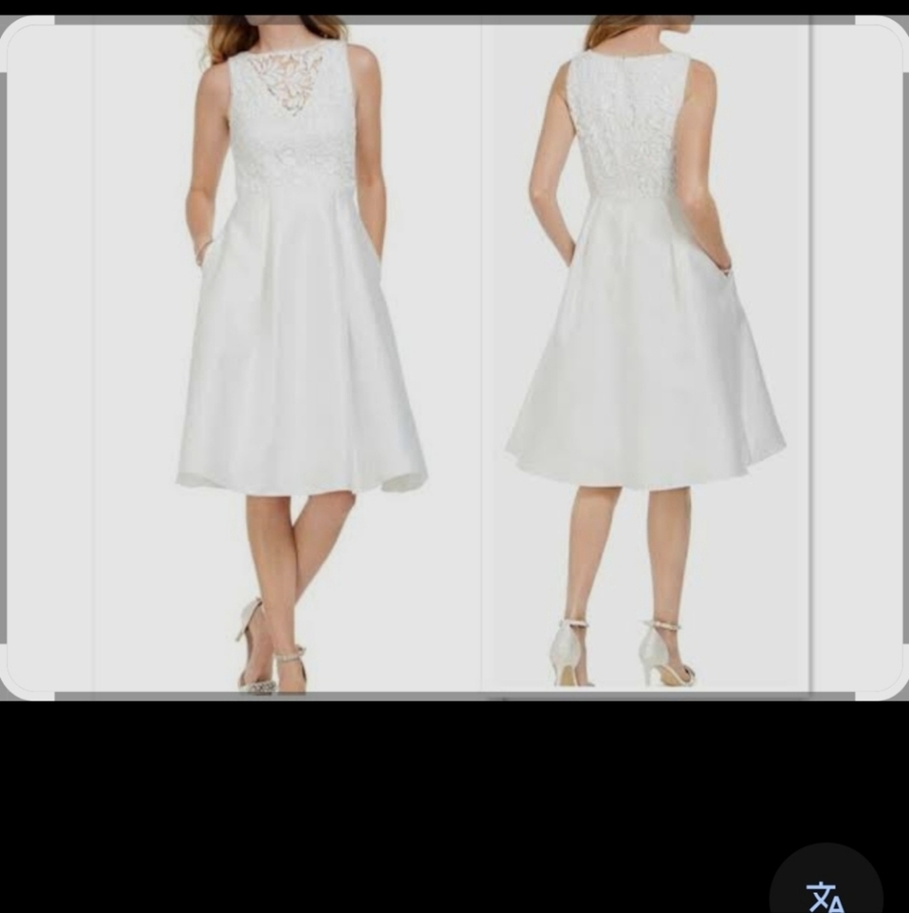 Adrianna PapellElegant White Lace A-Line Dress